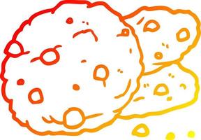 warm gradient line drawing Cartoon cookies vector