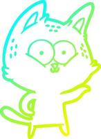 cold gradient line drawing cartoon cat vector