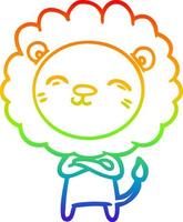 rainbow gradient line drawing cartoon lion vector