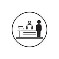 Registration desk vector , Customer service desk icon , Ticket  counter desk simple  illustration design