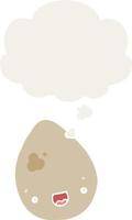 cartoon egg and thought bubble in retro style vector