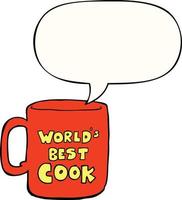 worlds best cook mug and speech bubble vector