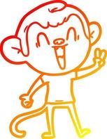 warm gradient line drawing cartoon laughing monkey vector