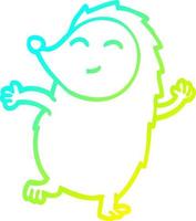 cold gradient line drawing cartoon happy hedgehog vector