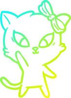 cold gradient line drawing cartoon cat vector