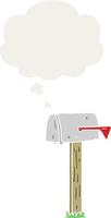 cartoon mailbox and thought bubble in retro style vector