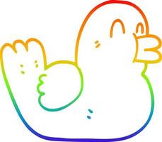 rainbow gradient line drawing cartoon happy duck vector