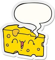 cartoon cheese and speech bubble sticker vector