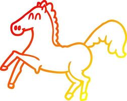 línea de gradiente cálido dibujo caballo de dibujos animados encabritado vector