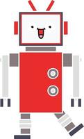 flat color retro cartoon robot vector