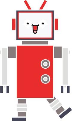 flat color retro cartoon robot