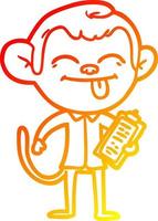 warm gradient line drawing funny cartoon monkey vector