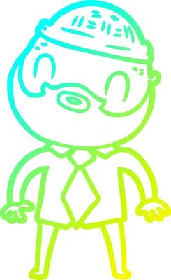 cold gradient line drawing cartoon bearded man