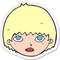 sticker of a cartoon girl staring vector