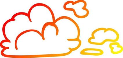 warm gradient line drawing cartoon storm cloud vector