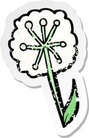retro distressed sticker of a cartoon dandelion vector