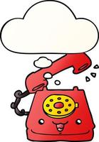 cute cartoon telephone and thought bubble in smooth gradient style vector