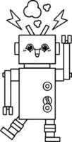 line drawing cartoon robot vector