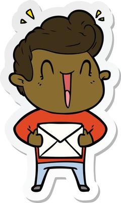sticker of a cartoon excited man