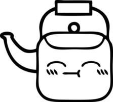 line drawing cartoon kettle vector