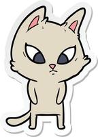 sticker of a confused cartoon cat vector