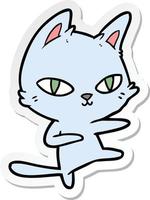 sticker of a cartoon cat dancing vector