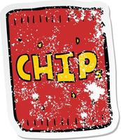 distressed sticker of a cartoon packet of chips vector