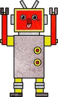 robot de dibujos animados de textura grunge retro vector