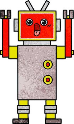 retro grunge texture cartoon robot