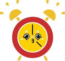 flat color retro cartoon alarm clock vector