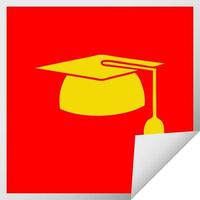 square peeling sticker cartoon graduation hat vector