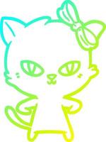 cold gradient line drawing cute cartoon cat vector