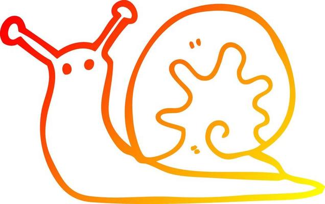 warm gradient line drawing cartoon snail