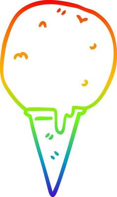 rainbow gradient line drawing cartoon ice cream cone