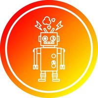 malfunctioning robot circular in hot gradient spectrum vector