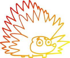 warm gradient line drawing cartoon spiky hedgehog vector