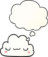 cute cartoon cloud and thought bubble in smooth gradient style vector