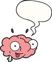 funny cartoon brain and speech bubble vector