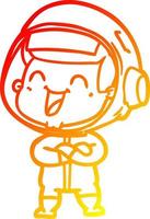 warm gradient line drawing happy cartoon astronaut vector