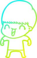 línea de gradiente frío dibujo chico feliz de dibujos animados vector