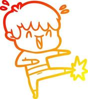 warm gradient line drawing cartoon laughing boy vector