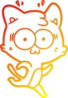 warm gradient line drawing cartoon surprised cat running vector