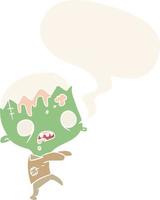 cute cartoon zombie and speech bubble in retro style vector