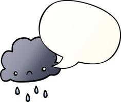 cartoon storm cloud and speech bubble in smooth gradient style vector