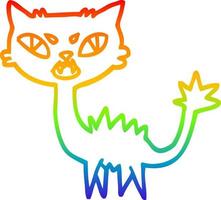 rainbow gradient line drawing cartoon halloween black cat vector