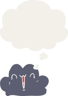 cute cartoon cloud and thought bubble in retro style