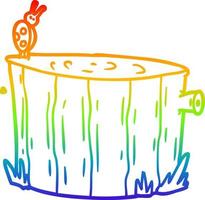 rainbow gradient line drawing cartoon tree stump vector