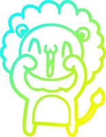 cold gradient line drawing happy cartoon lion vector