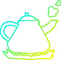 cold gradient line drawing cartoon kettle on stove vector