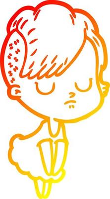 warm gradient line drawing cartoon woman
